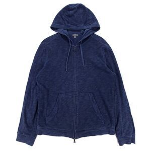 VINCE Cotton Slub Hoodie Double Layer Full Zip Knit Jacket Mens Medium Navy Blue